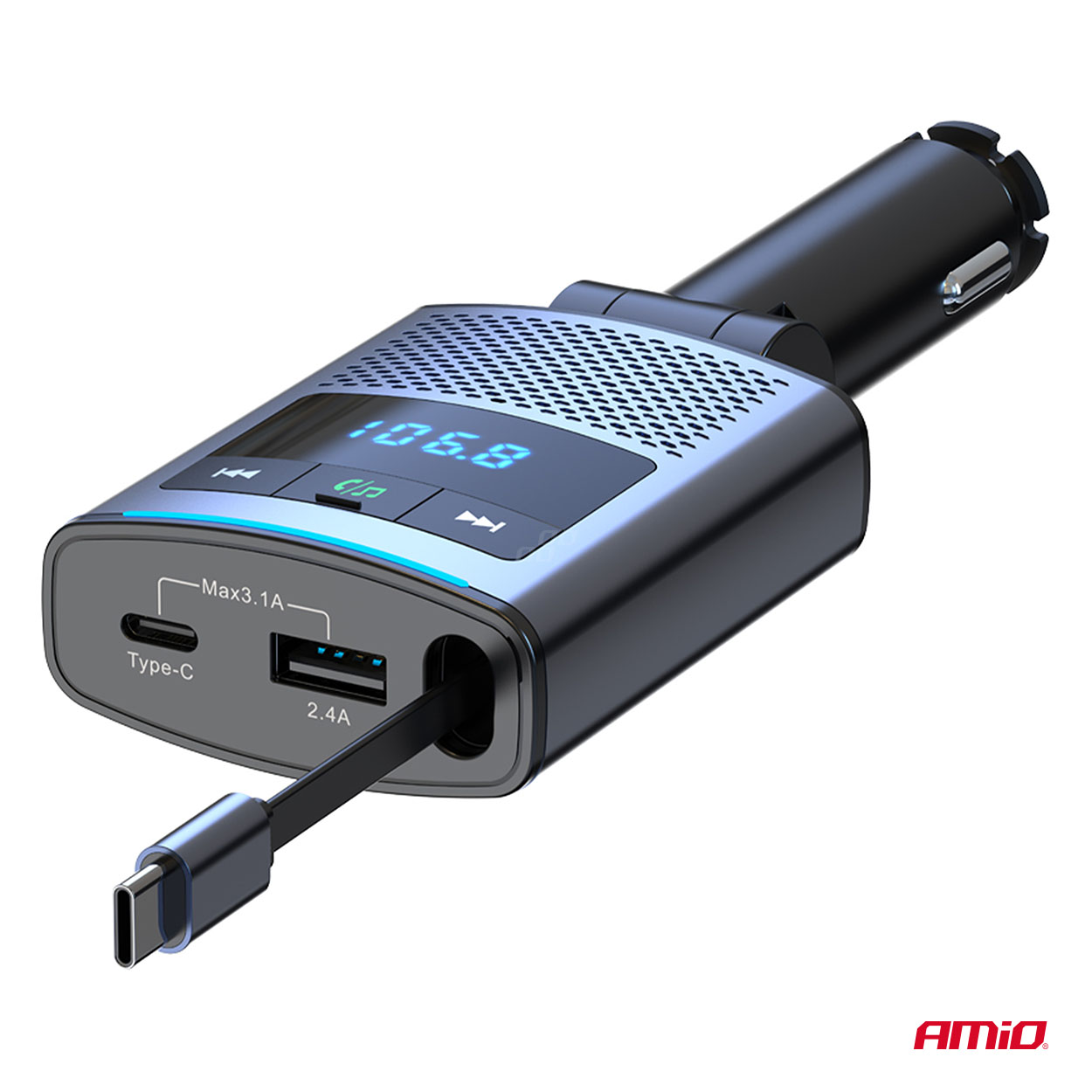 Transmiter samochodowy FM 1×USB-A 1×USB-C 12 V 24 V — ujęcie 10
