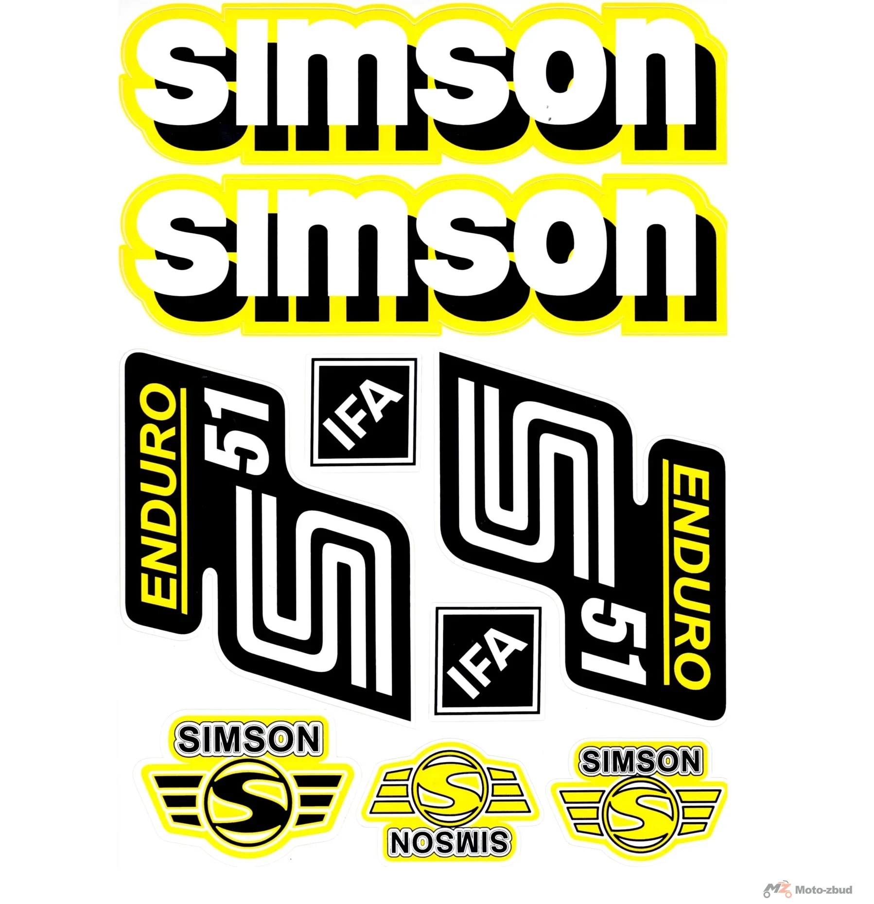 Naklejka Simson S51 enduro żółta kpl.
