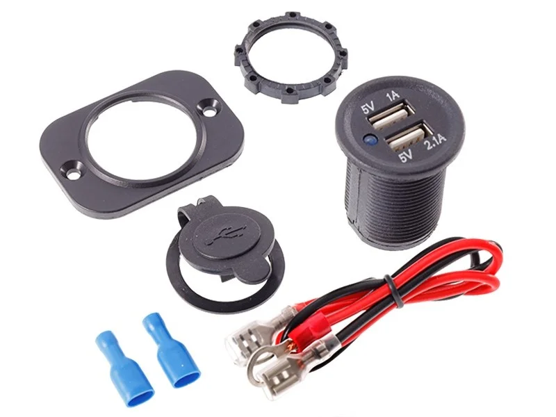 Ładowarka samochodowa z gniazdami 2xUSB + panel 12/24V — ujęcie 5