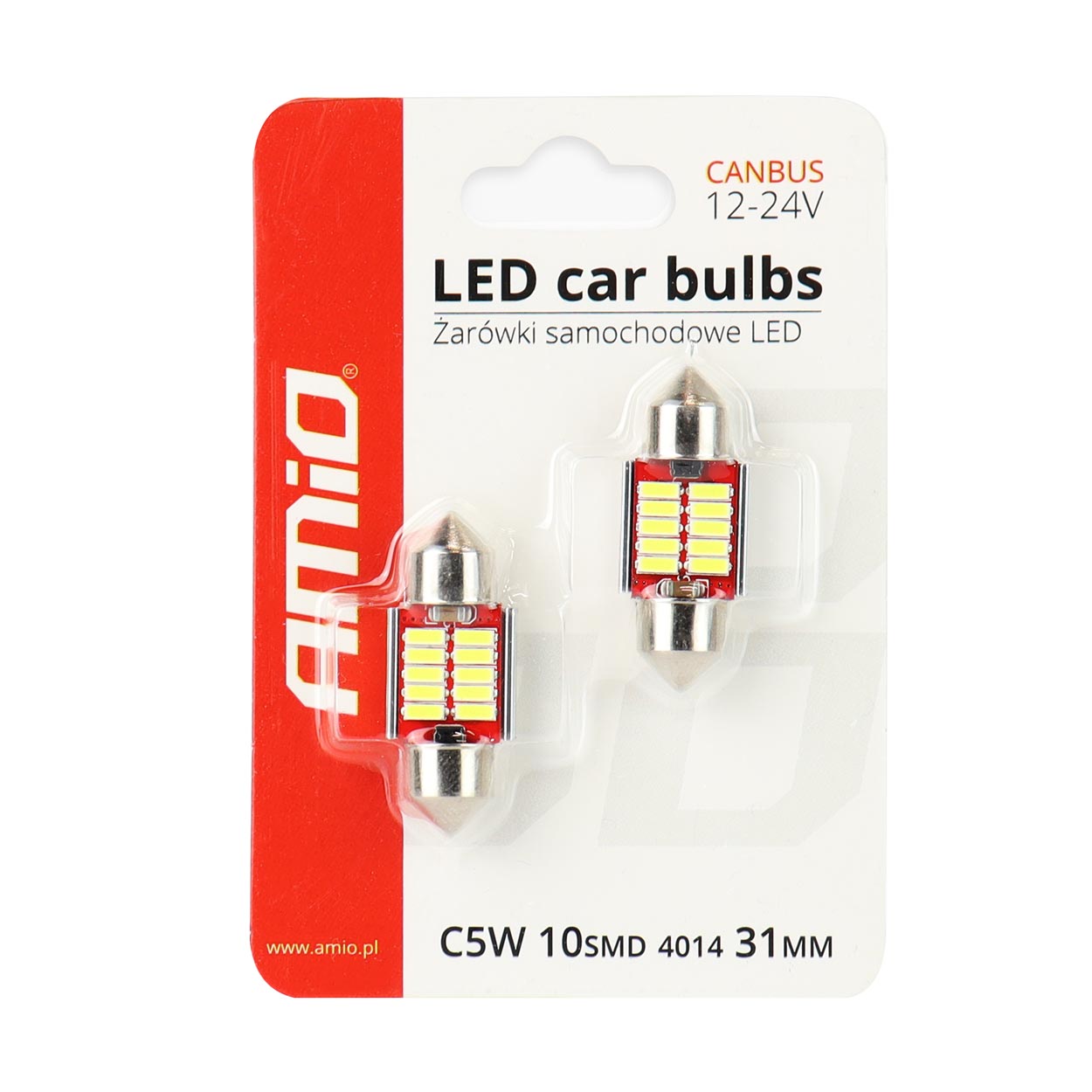 LED CANBUS 4014 10SMD Festoon C5W C10W C3W 31 mm White 12 V 24 V — ujęcie 3