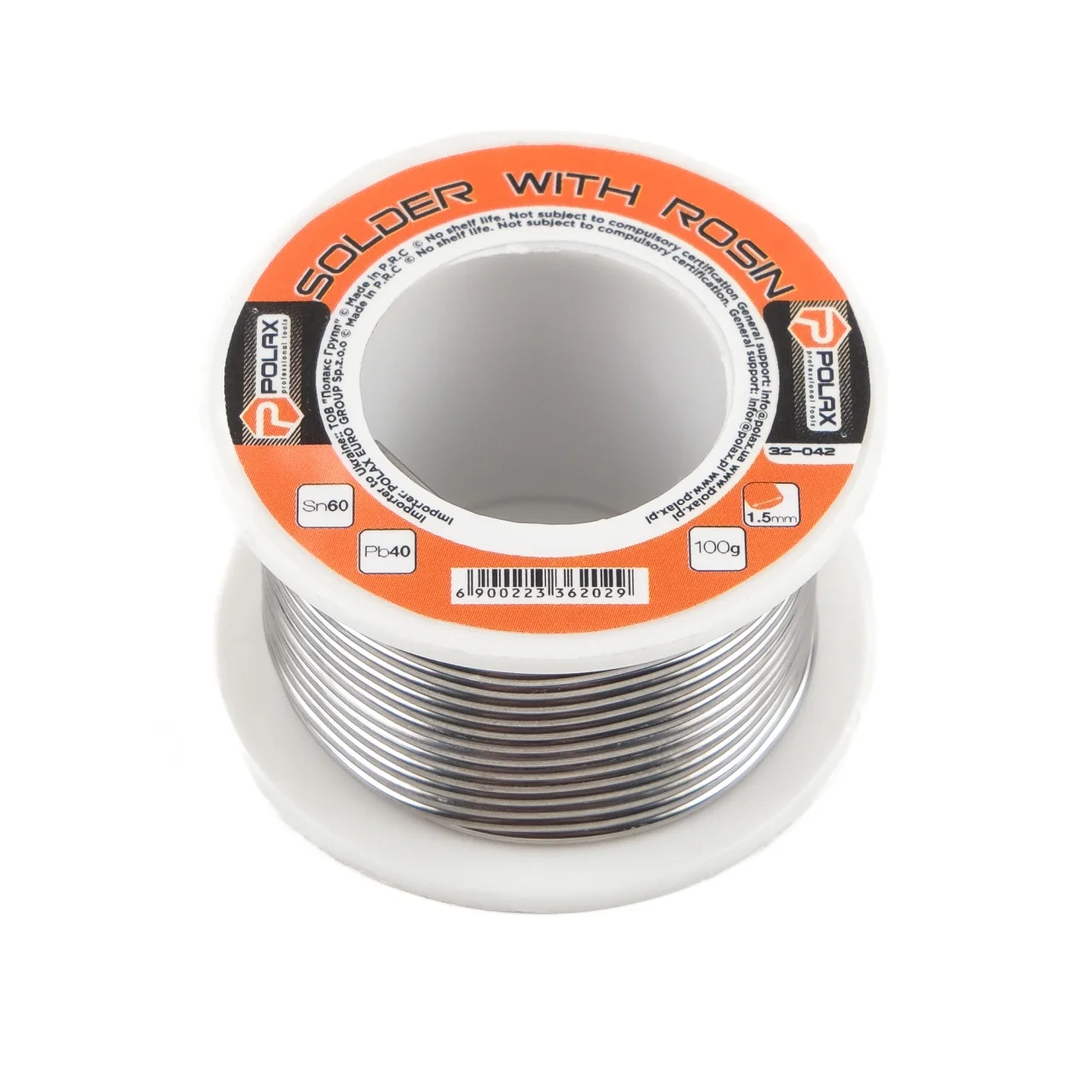 Cyna do lutowania spoiwo lutownicze 1.5mm 100g z kalafonią Polax — ujęcie 2