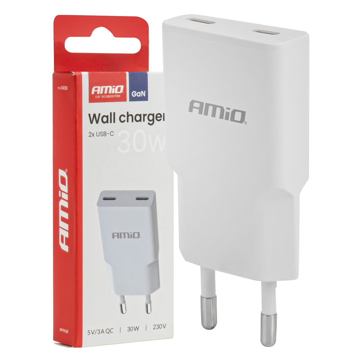 Ładowarka sieciowa 230 V 30 W GaN 2xUSB-C