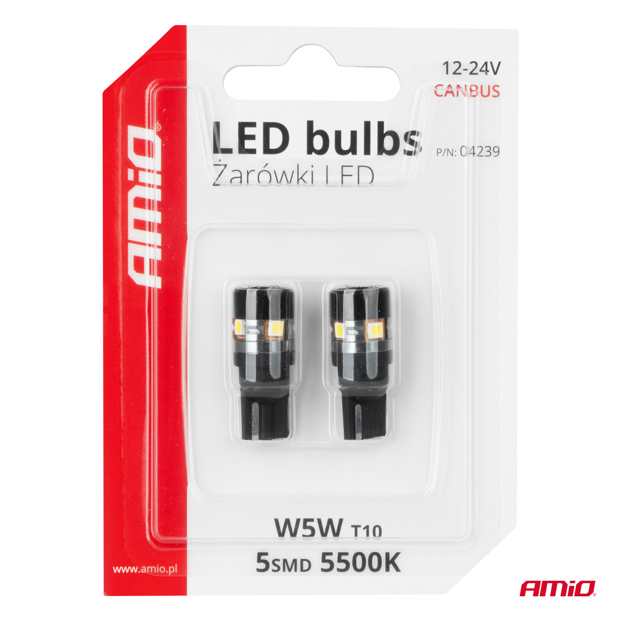 Żarówki LED CANBUS T10 W5W 5SMD 3030 White 12 V 24 V — ujęcie 5