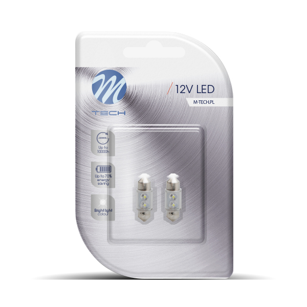 Żarówka LED C5W 31 mm 2×3 mm flux biała/2S M-Tech LB025W — ujęcie 3