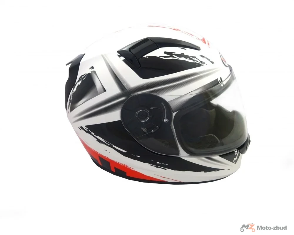 Kask VCAN model V122 white lns-R integralny z blendą biało-czerwono-czarny z grafiką S — ujęcie 3