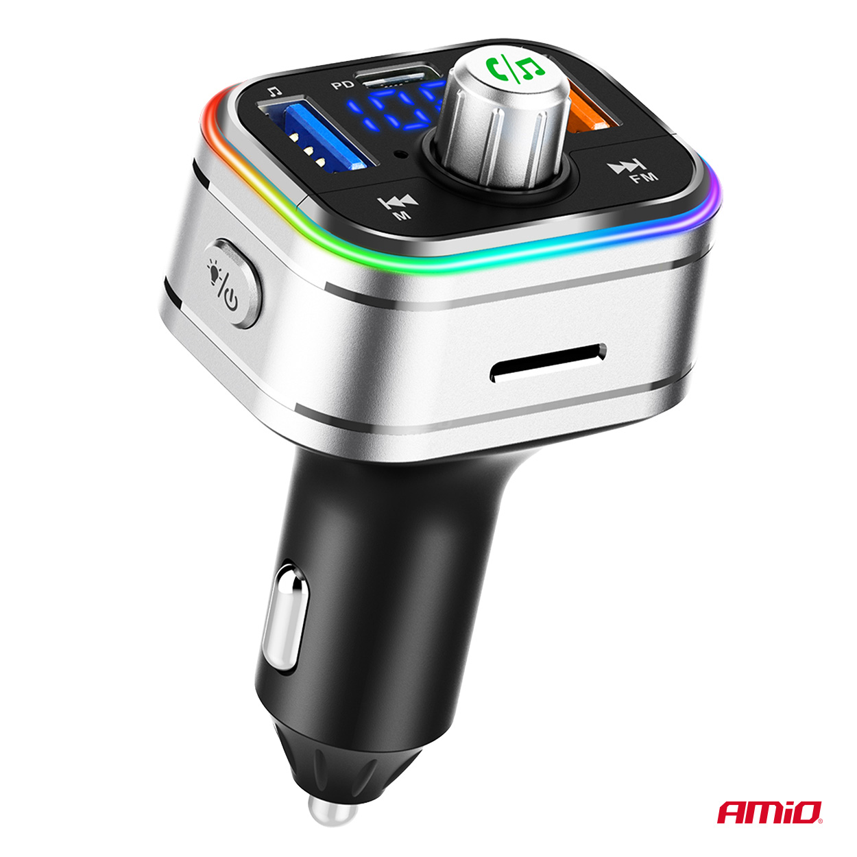 Transmiter samochodowy FM 2×USB-A 1×USB-C microSD 12 V 24 V — ujęcie 9