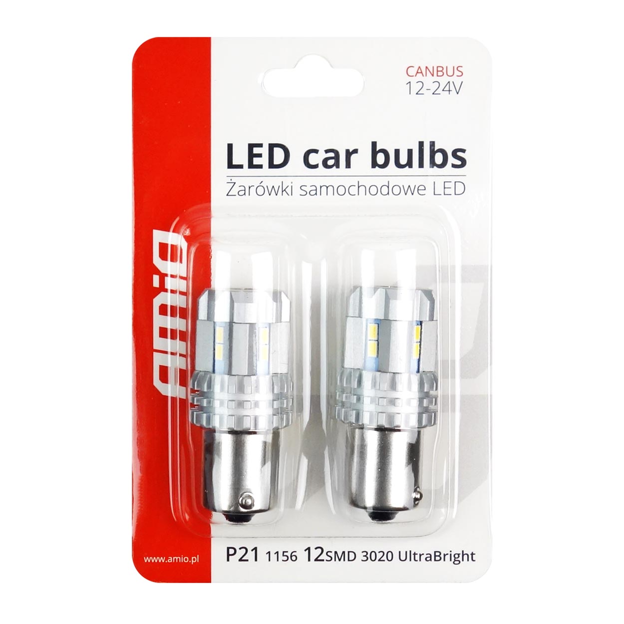 Żarówki LED CANBUS 3020 UltraBright 22SMD 1156 BA15S P21W R10W R5W White 12 V 24 V AIMO-02449 — ujęcie 4