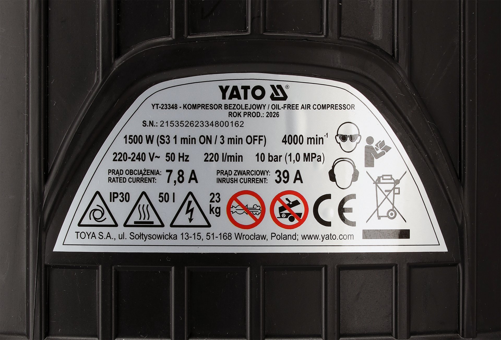 Kompresor bezolejowy 50 l YATO YT-23348 — ujęcie 2
