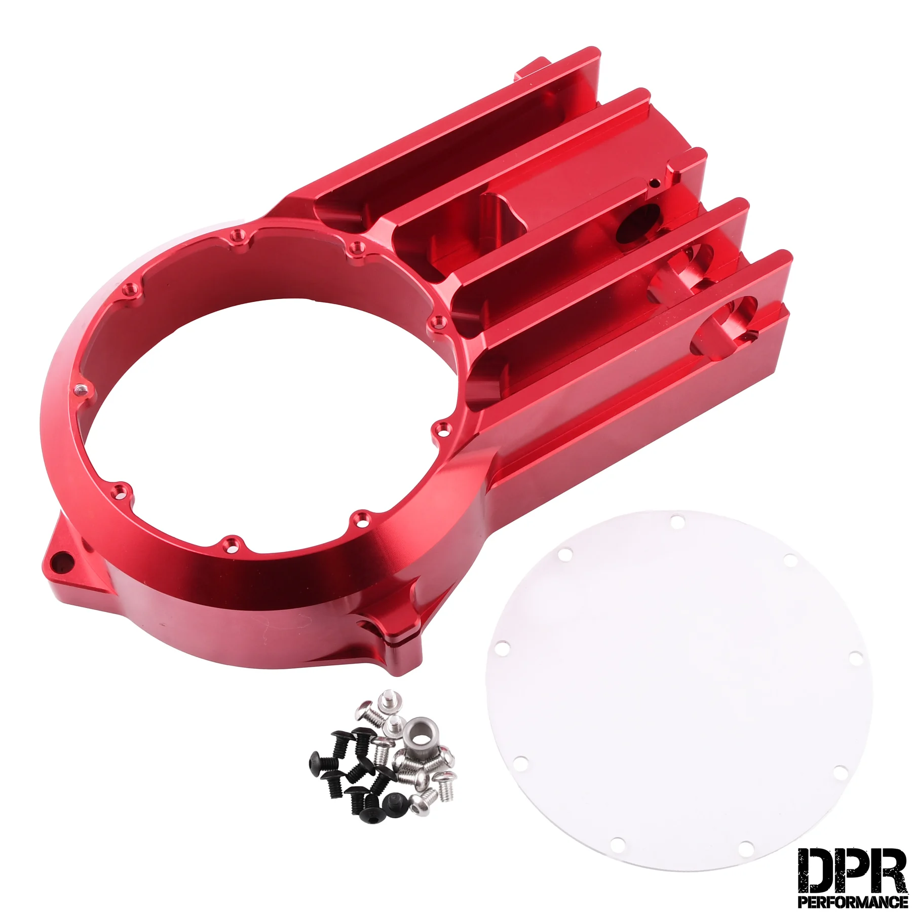 Pokrywa silnika prawa DPR Performance CNC Clear do Simson S51, SR50 — czerwona — ujęcie 2