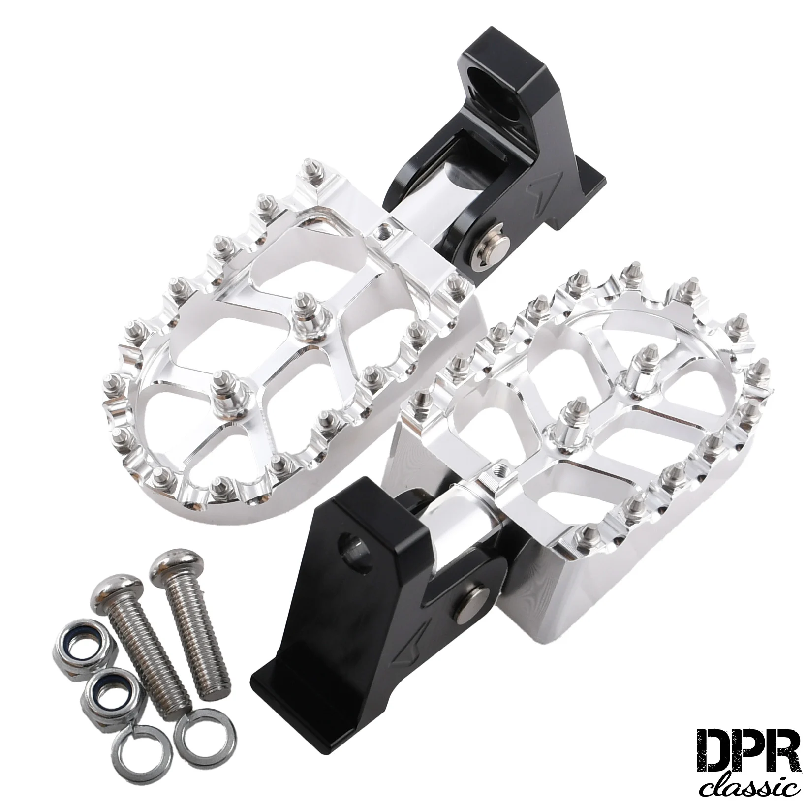 Podnóżki pasażera Simson srebrne MX CNC kpl. DPR Classic — ujęcie 1