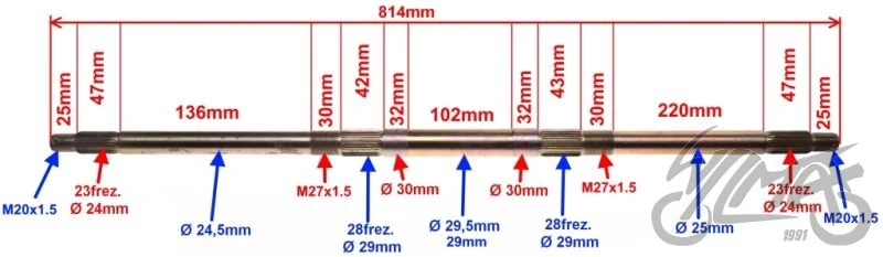 Oś tylna do ATV — 814 mm — ujęcie 2