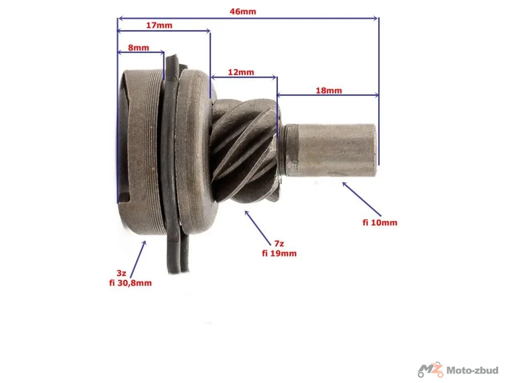 Zębatka pośrednia startera nożnego 50 cm³ skuter 4T Honda DIO 7Z (dł.46 mm) — ujęcie 2