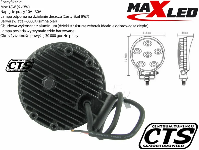 Halogen / Lampa robocza / Serwisowa 12/24V 18W (1szt.) — ujęcie 4