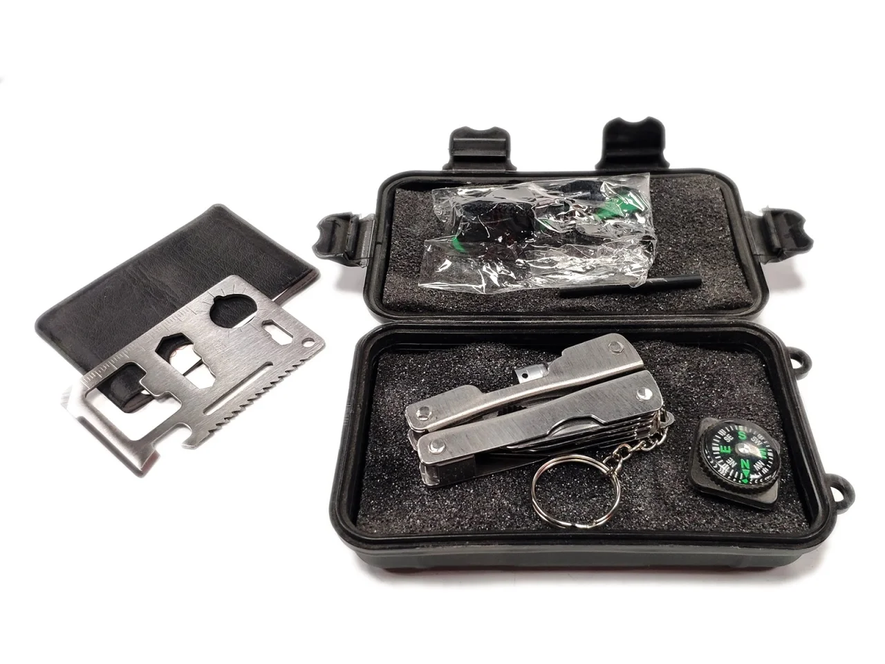 Zestaw survivalowy karta krzesiwo multitool 6w1