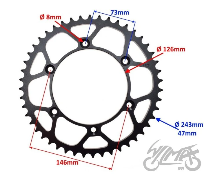 Zębatka tył 47z 520 do Suzuki RM RMZ RMX DRZ400-03 — ujęcie 2