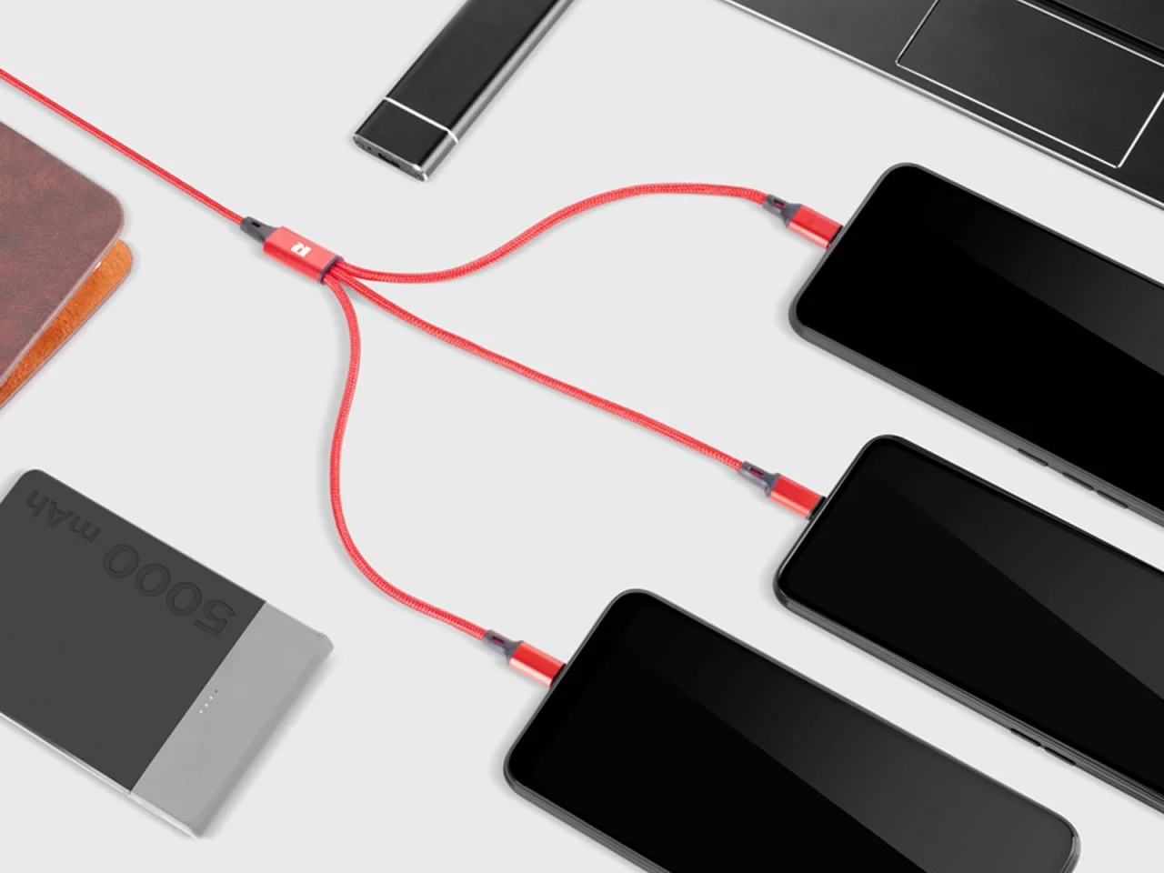 Kabel USB 3w1 microUSB / USB typu C / Lightning 100 cm — ujęcie 4