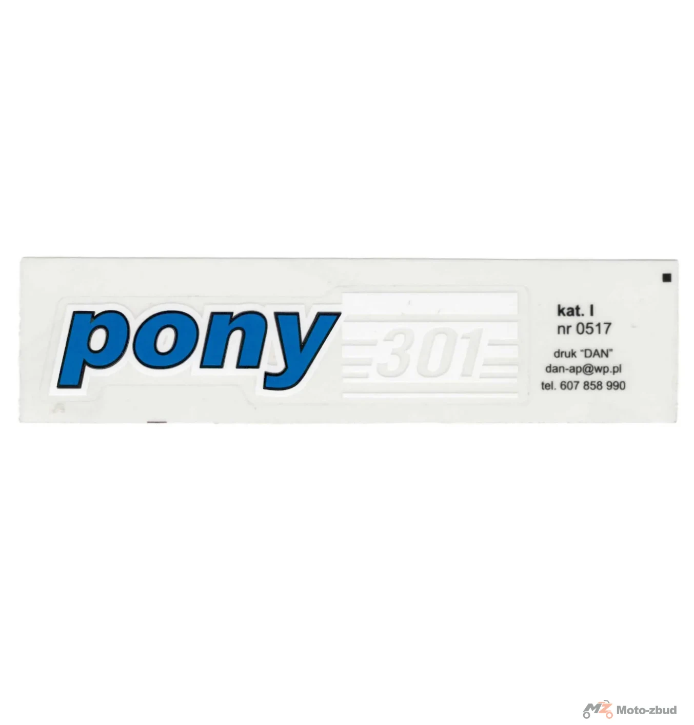 Naklejka Romet pony 301 niebiesko biała PL