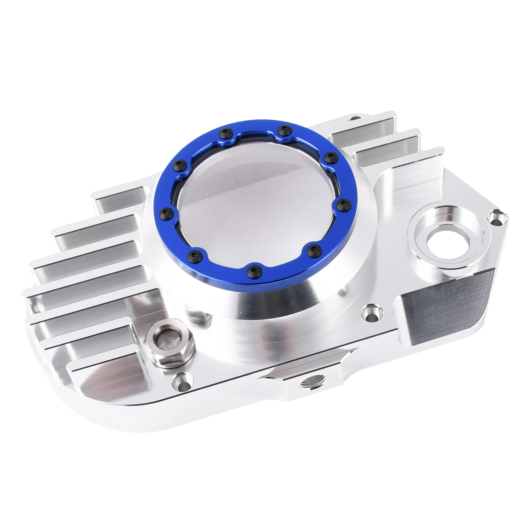 Pokrywa silnika Simson S51 SR50 lewa aluminium CNC clear niebieski + śruby DPR Performance — ujęcie 5