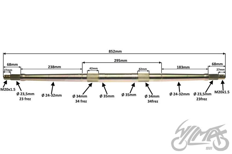 Oś tylna do ATV — 852 mm — ujęcie 2
