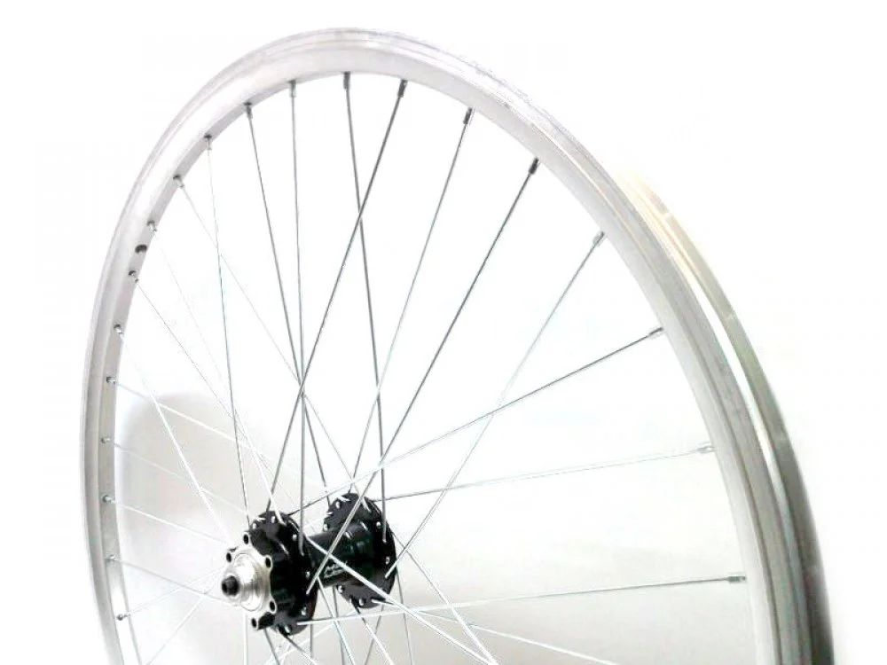Koło przednie 26" stożkowe srebrne pod tarcz