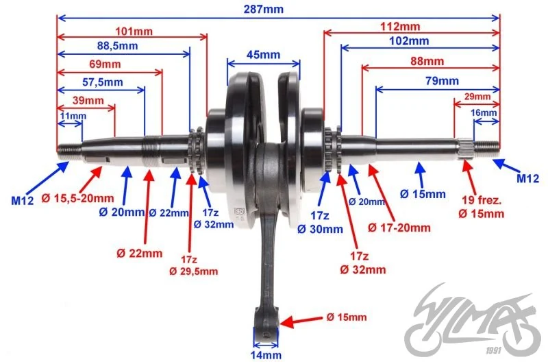 Wał korbowy 125 silnik 4T GY6 SYM Orbit 125 4T — ujęcie 2