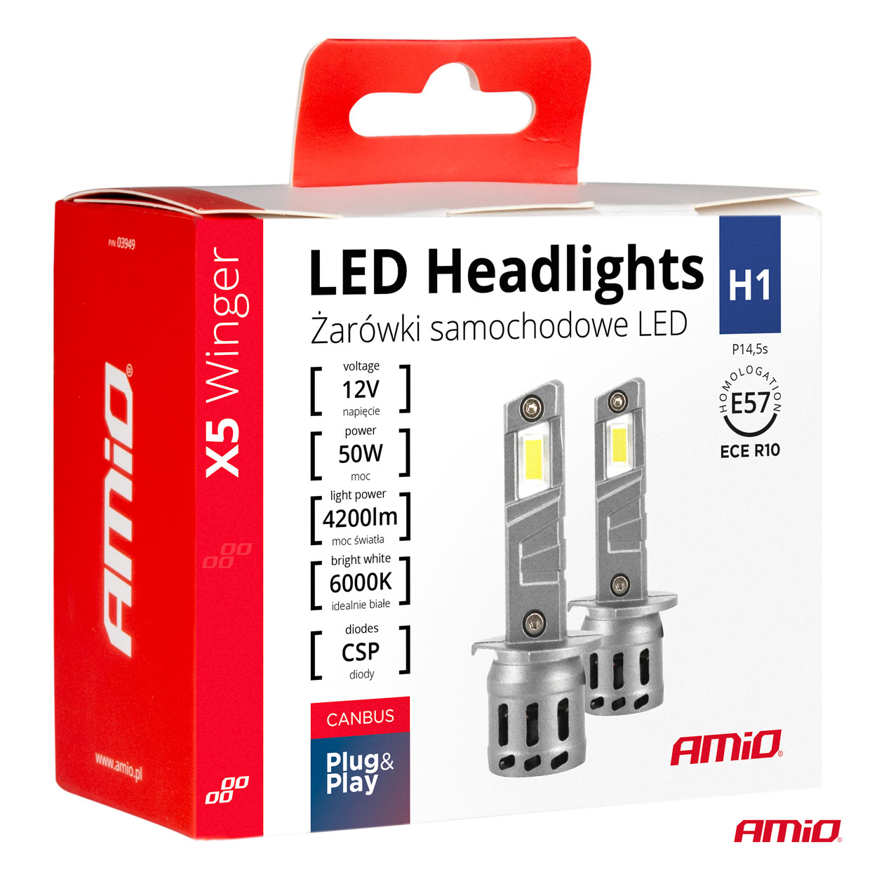 Żarówki samochodowe LED seria X5 Winger H1 6000K Canbus — ujęcie 6