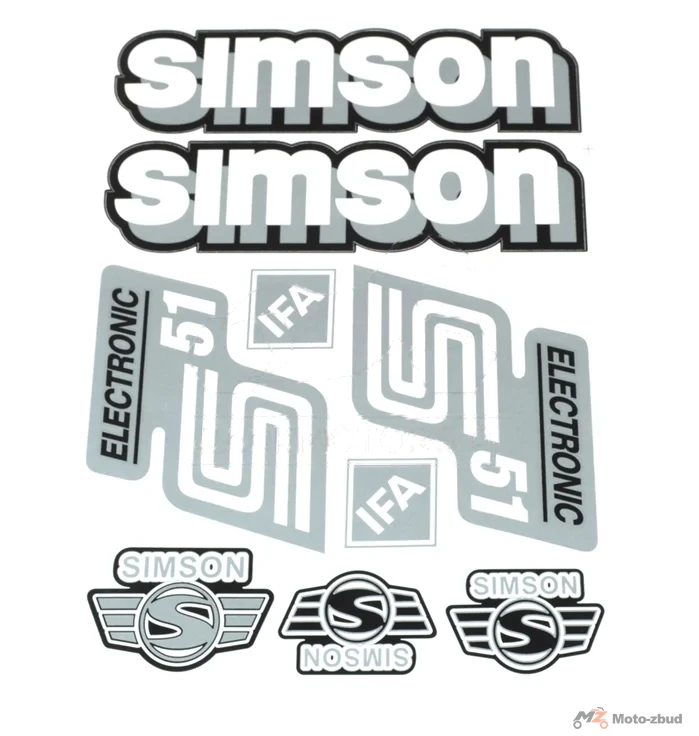 Naklejka Simson S51 electronic srebrna kpl. typ 2