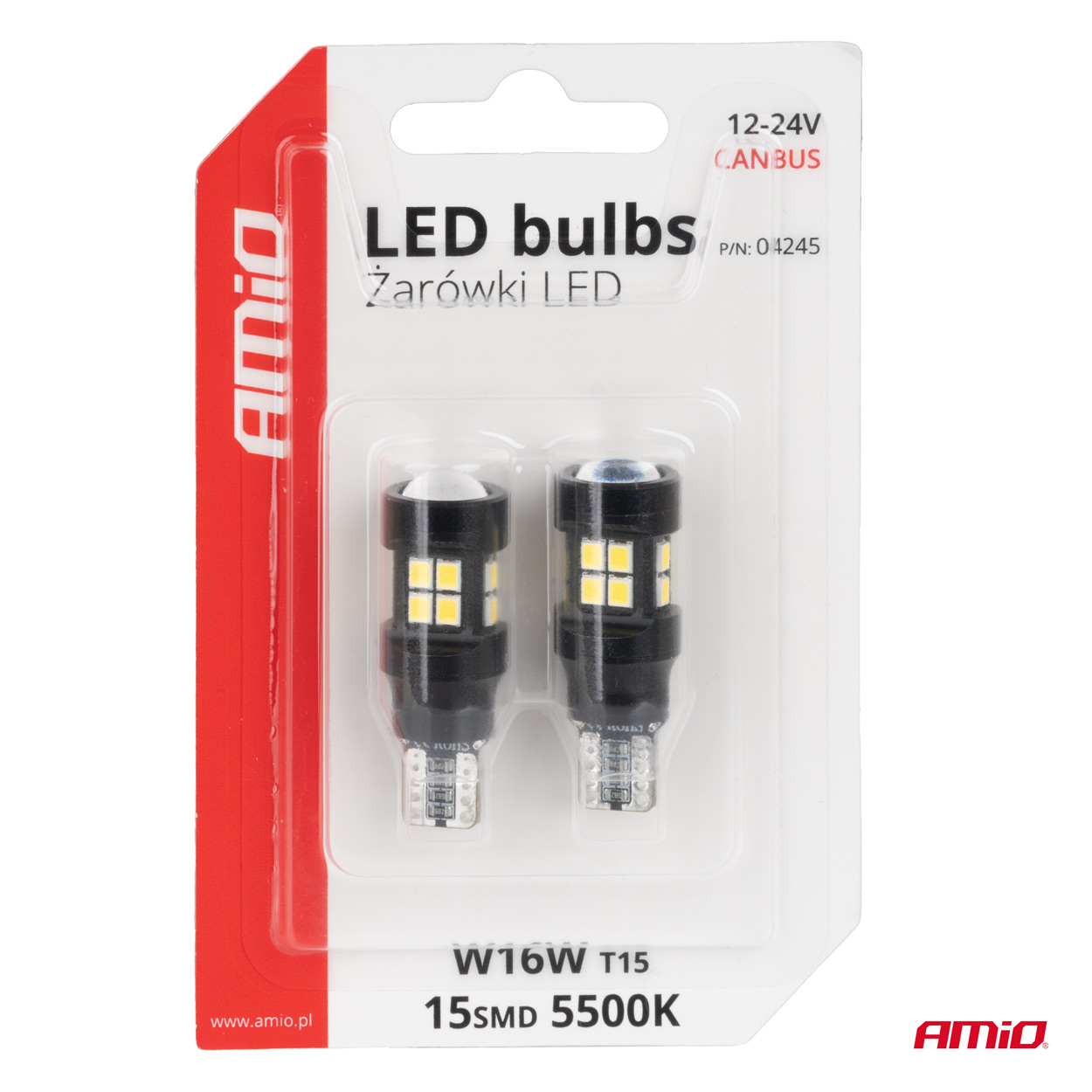Żarówki LED CANBUS T15 W16W 15SMD 2835 White 12 V 24 V — ujęcie 5