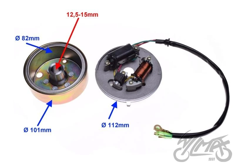 Stator iskrownik 2 cewki + koło magnesowe MBK 51 — ujęcie 2