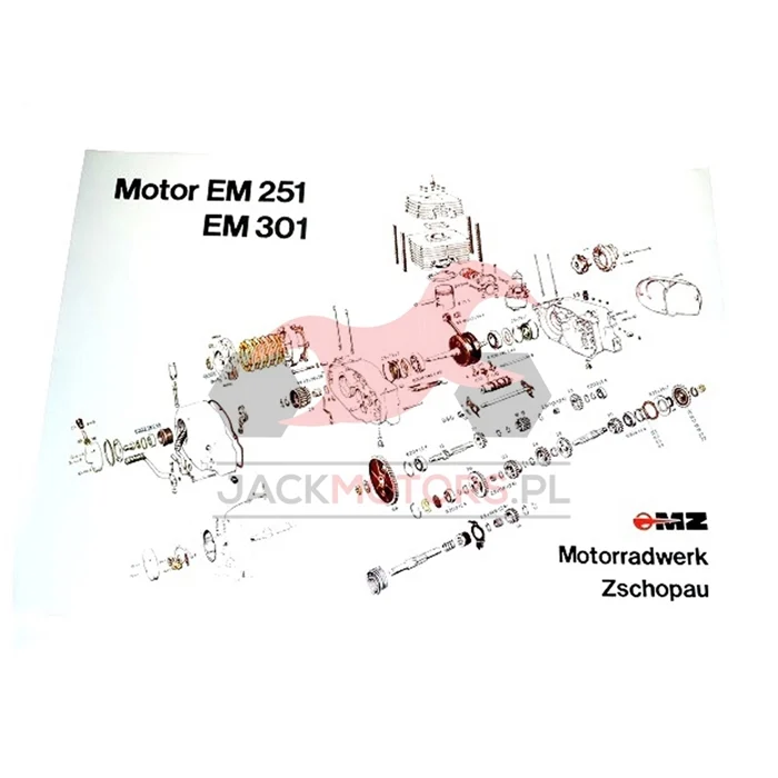 Plakat schemat silnika MZ ETZ 250 / 251