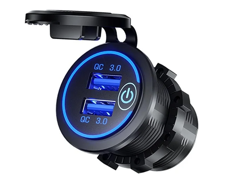 Ładowarka samochodowa z gniazdami 2xUSB QC3.0 12/24V podświetlenie / dotykowy włącznik — ujęcie 6