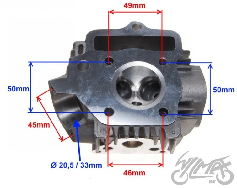 Głowica 110 cc 4T, wariant 52 mm, bez wałka — AY35213 — ujęcie 2