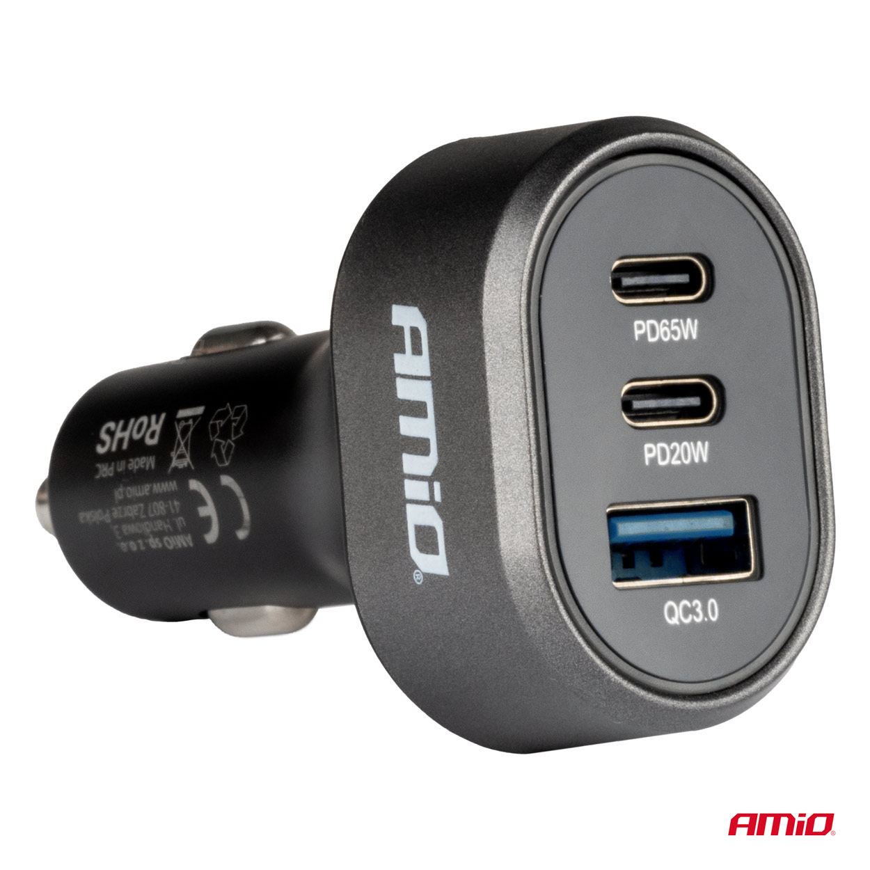 Szybka ładowarka samochodowa 85 W QC3.0 PD65W PD20W 2x USB-C 1x USB-A — ujęcie 2