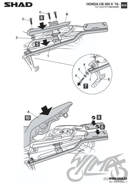 Stelaż kufra centralnego SHAD do Hondy NX500 / CB500X — ujęcie 3