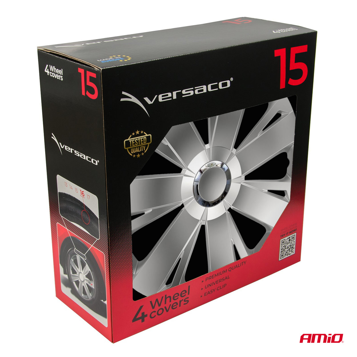Kołpaki samochodowe 4szt. komplet Energy srebrne 15" cali COLOR BOX — ujęcie 4