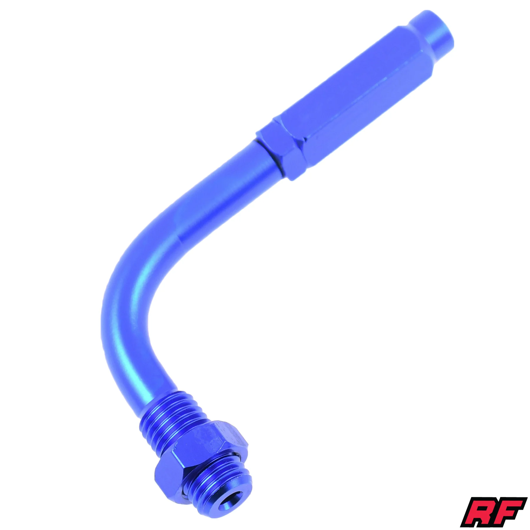 Napinacz linki M10 aluminium wygięty 90ST niebieski Racing Force — ujęcie 1