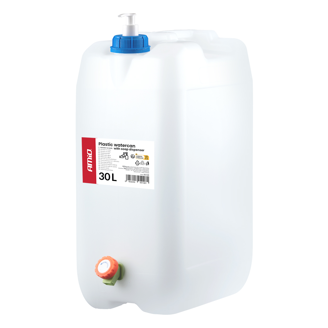 Kanister zbiornik plastikowy na wodę z kranem 10L AMIO-03202
