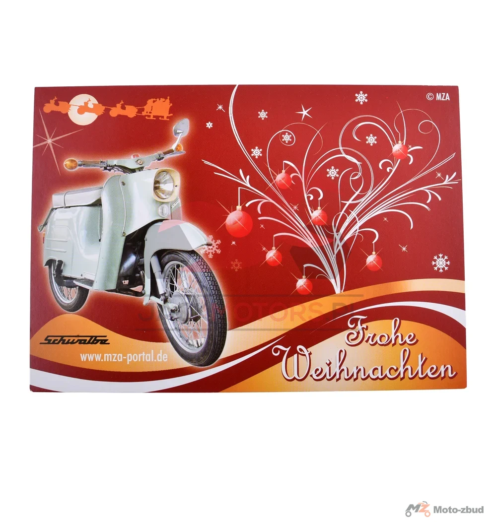 Pocztówka Simson KR51 Schwalbe wesołych świąt MZA
