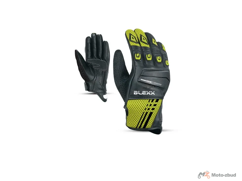 Rękawice motocyklowe skórzane Blexx CE-4309 czarne/zielone 3XL