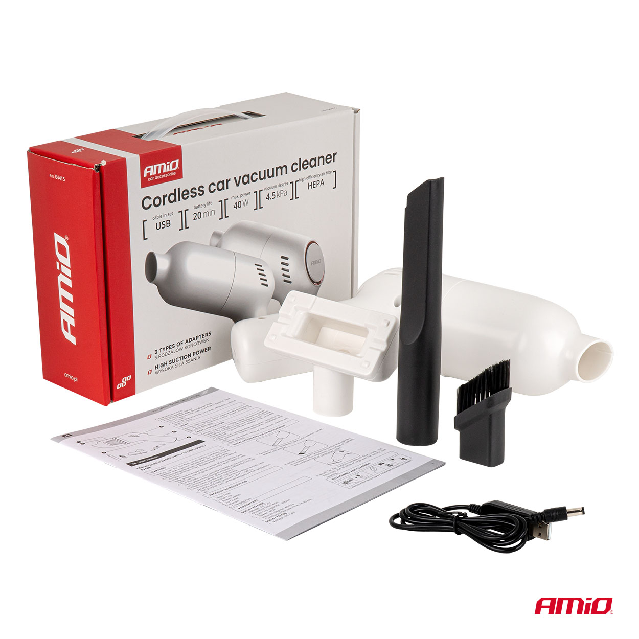 Odkurzacz samochodowy bezprzewodowy 40 W 4,5kPa USB-C VC-07 HEPA — ujęcie 10