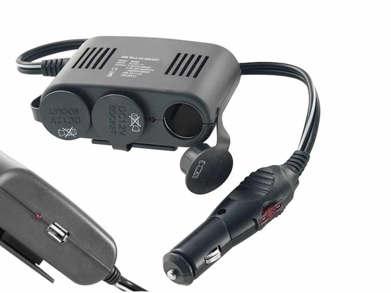 Rozgałęziacz zapalniczki PREMIUM 3 in 1 + USB — ujęcie 2