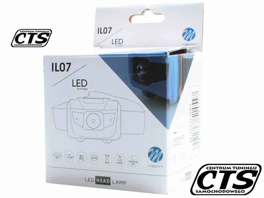 Lampa / Latarka czołowa 1 x LED 3W + 2 x LED 8mm (3xAAA) — ujęcie 2
