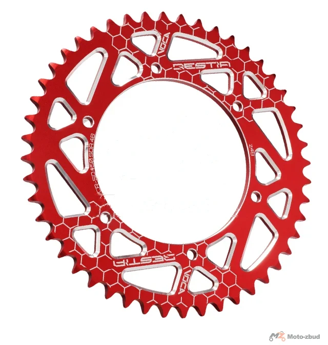 Zębatka tylna VOCA racing aluminium CNC 50Z Derbi Senda sm DRD gpr nude / Aprilia RS4 · czerwona — ujęcie 3