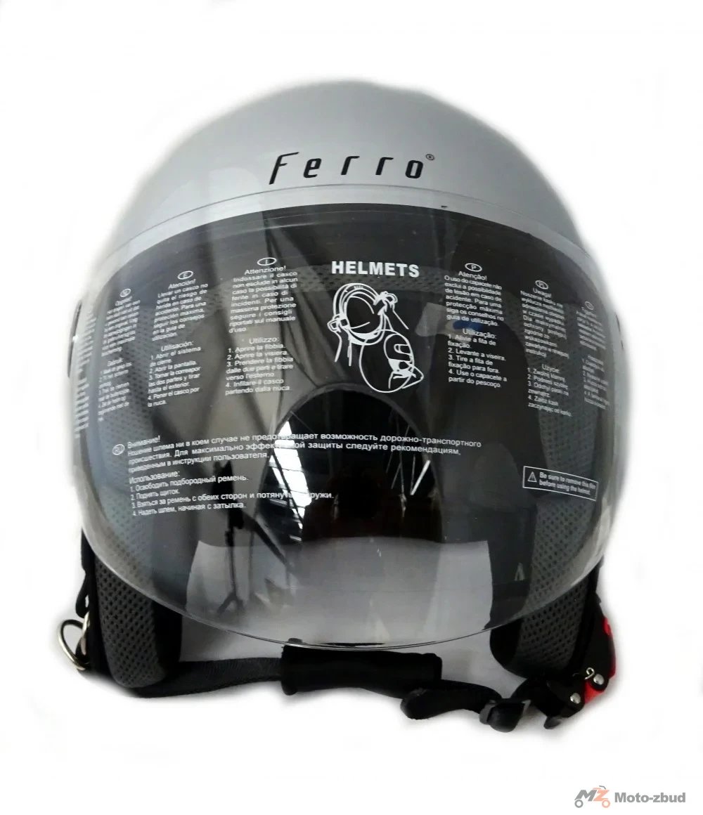 Kask Ferro 803 l z szybą bez szczęki srebrny L — ujęcie 3
