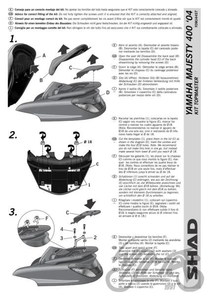 Stelaż kufra centralnego SHAD do Yamaha Majesty 400 / Majesty YP400 — ujęcie 3