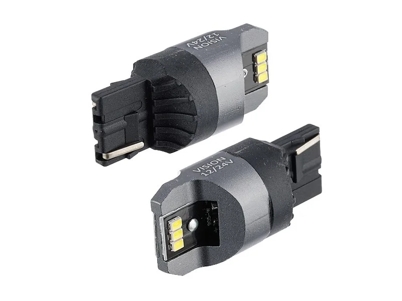 Żarówka W21W T20D 12V/24V 6xLED SMD3020 CANBUS NONPOLAR biała VISION (2szt.) — ujęcie 2