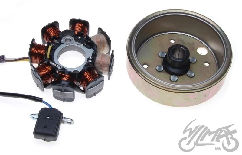 Stator zapłonu + koło magnesowe 4T — Kinroad XT50QT-2 Delfin / Longjia LJ50QT-E Caper — ujęcie 3