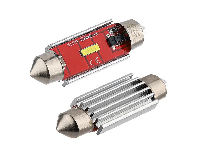 Żarówka rurkowa SV8.5 12V/24V 41mm 1xSMD1860 LED Festoon CANBUS NONPOLAR biała VISION (2szt.) — ujęcie 2