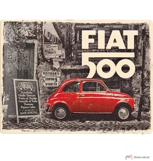 Tablica plakat 30 × 40 Fiat 500 red car 23295