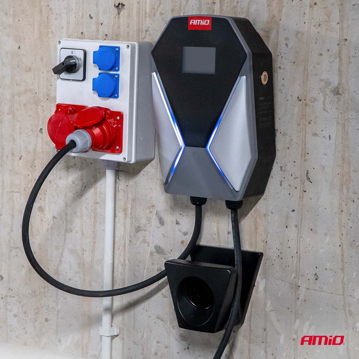 Ścienna ładowarka samochodu elektrycznego EV wallbox trójfazowa 11kW 16A 400V — ujęcie 3